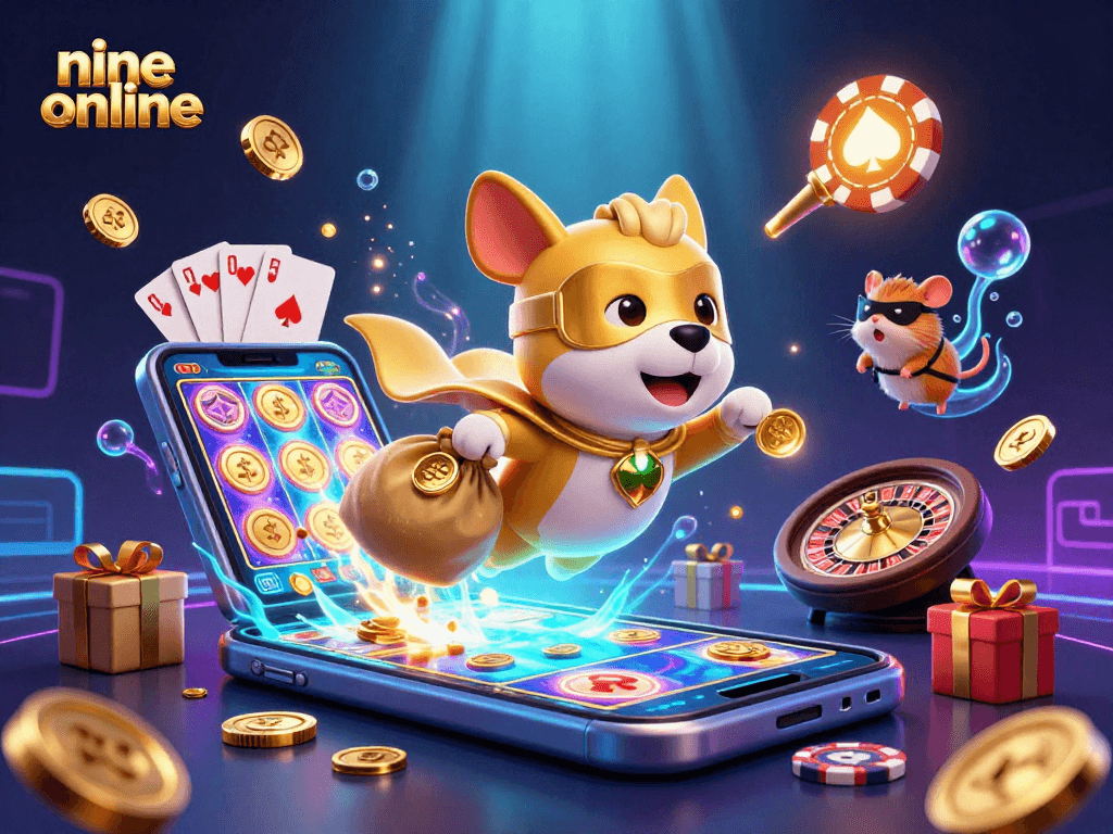 Experience thrilling nine online gameplay with colorful graphics and dynamic casino elements.