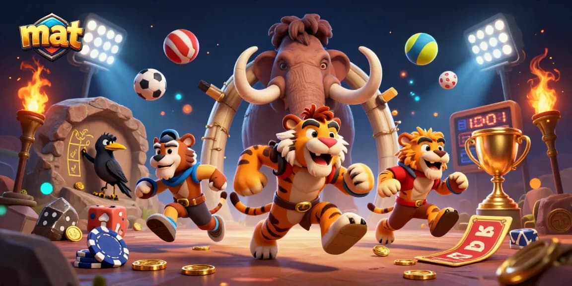 Experience thrilling betting action with mat in a dynamic prehistoric casino scene.