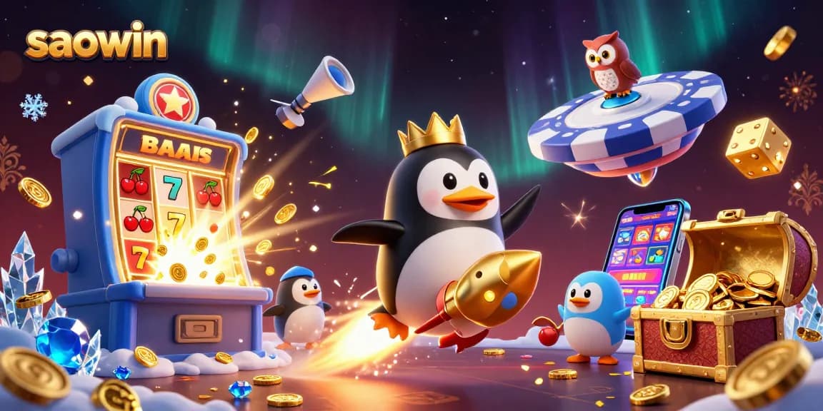 Experience the thrill of saowin with the golden penguin and jackpot explosions in space!