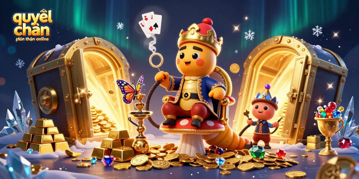 Engage in thrilling gameplay with quyết chiến tiền thưởng online, featuring dynamic slot elements and treasure imagery.