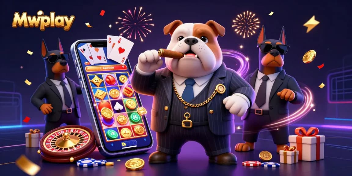 Experience thrilling gambling adventures at Mwplay with games and promotions in a vibrant 3D scene.