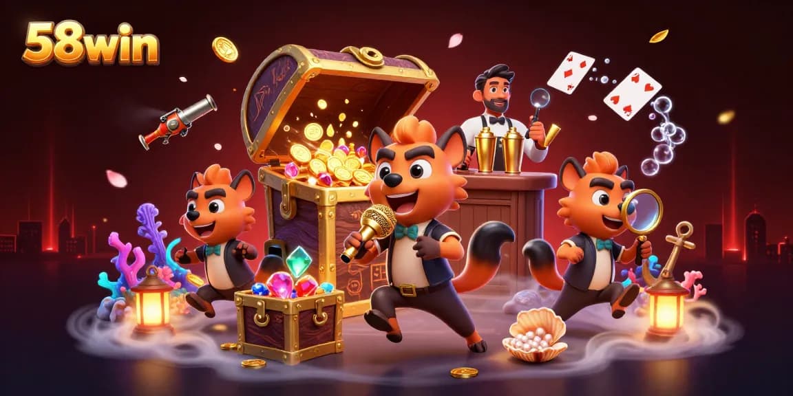 Experience thrilling gaming action at 58win with fun-loving hyenas in a dazzling casino.