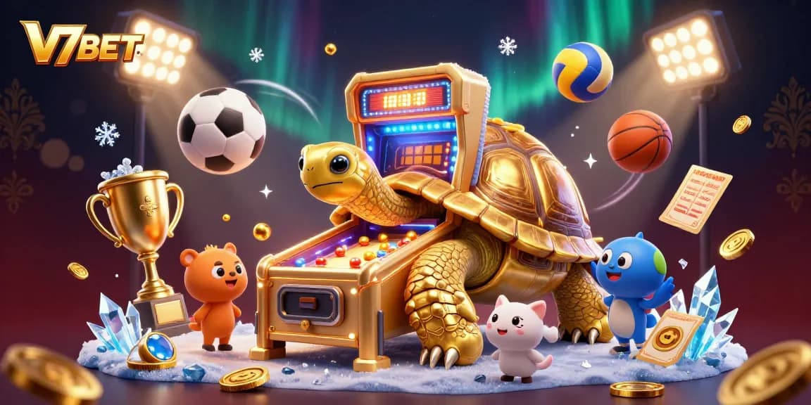 Experience thrilling gameplay at V7BET with our vibrant illustration of dynamic gaming fun!