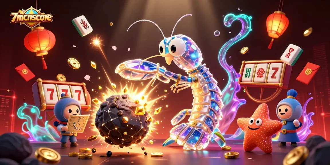 Engage with 7mcnscore while exploring a vibrant casino world filled with vibrant characters and gold.