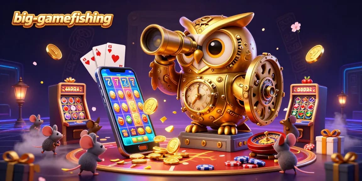 Experience big-gamefishing action with colorful slots, coins, and vibrant casino scenes.