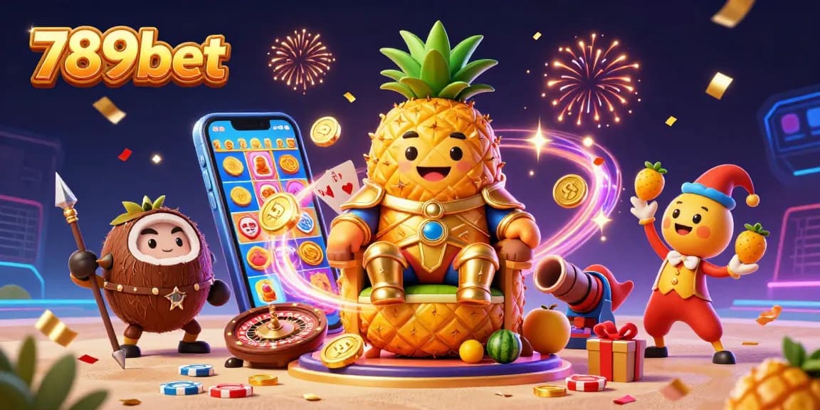 Experience the excitement of online gambling with 789bet, featuring vibrant casino elements and a festive scene.
