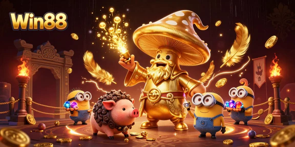Win88 offers an exciting 3D casino experience with golden magic, treasure, and dynamic elements.