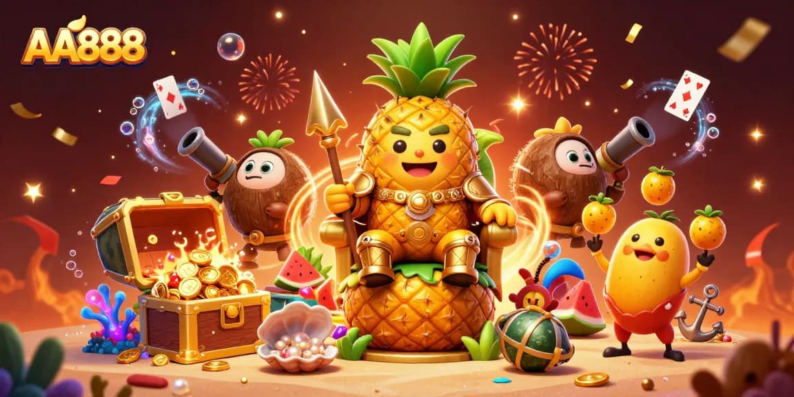 Experience the excitement of AA888 with our vibrant, action-packed casino illustration.