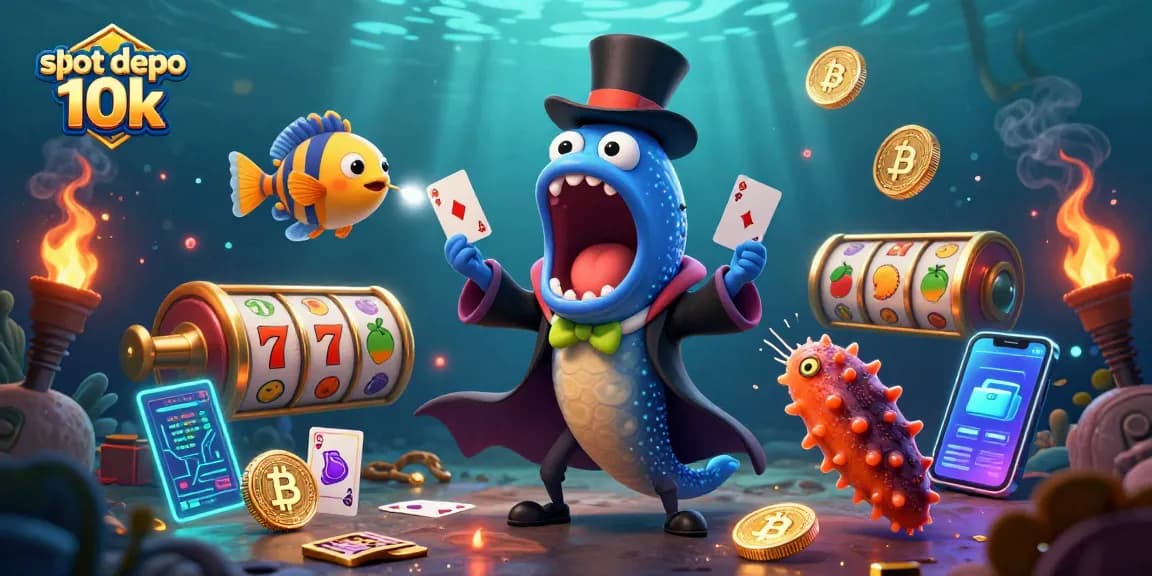 Spin to win with slot depo 10k-themed deep-sea magic and cryptocurrency elements.