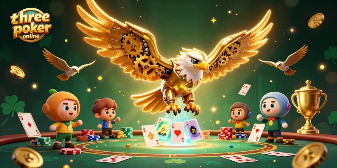 Experience the thrill of three card poker online with dynamic action and vibrant visuals in this 3D illustration.