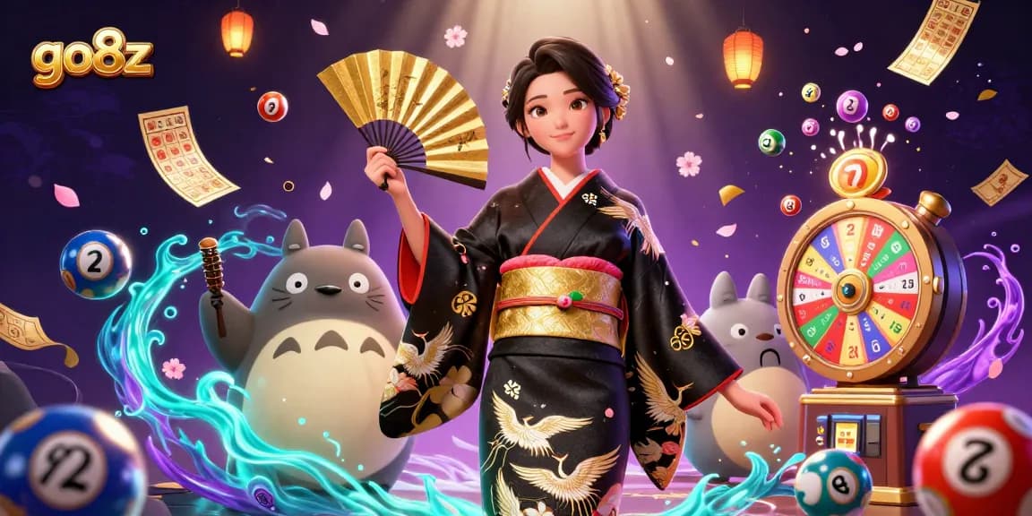 Engage in exciting gameplay at go8z with vibrant scenes of lottery balls and dynamic casino elements.