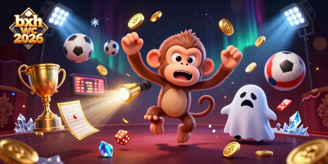 Engage with the thrilling bxh wc 2026 scene featuring a poltergeist monkey and a puppy amidst sports elements in a dynamic casino.