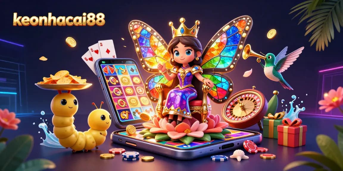 Experience the enchanting realm of keonhacai88 with captivating 3D casino elements and vibrant characters.