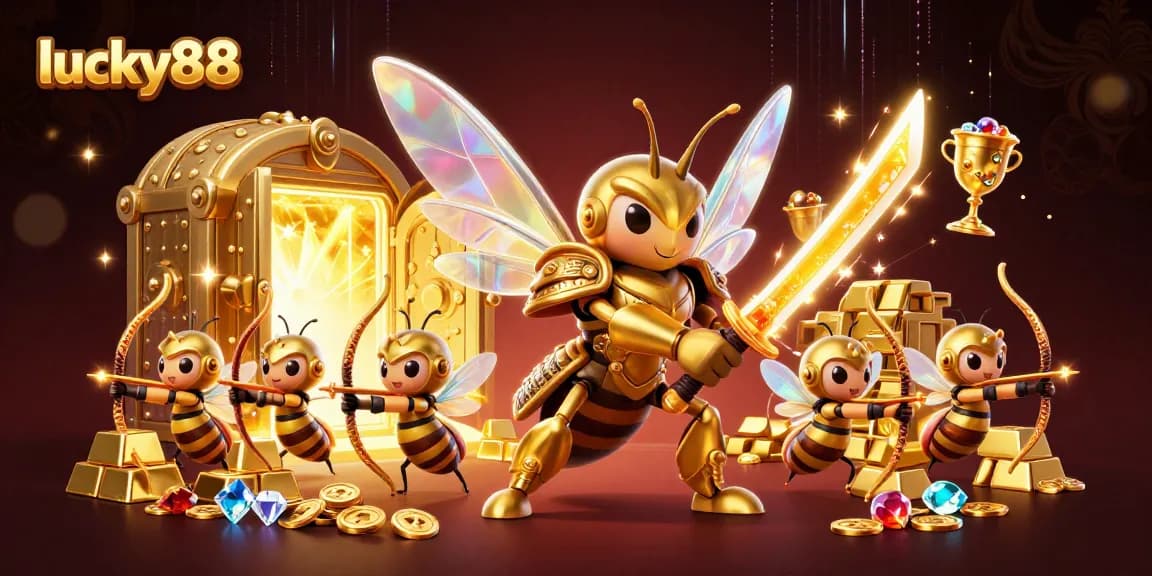 Experience the excitement of lucky88 with vibrant gold coins and dynamic gaming elements.