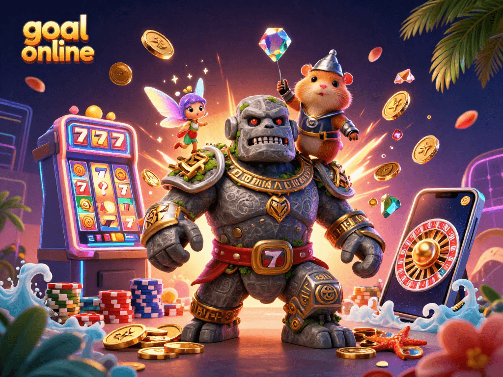Experience the excitement of goal online with dynamic gameplay in this vibrant casino illustration.