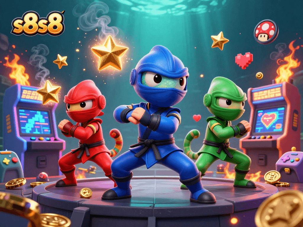 Experience thrilling action with s8s8 as ninja chameleons showcase their skills in a vibrant casino world.