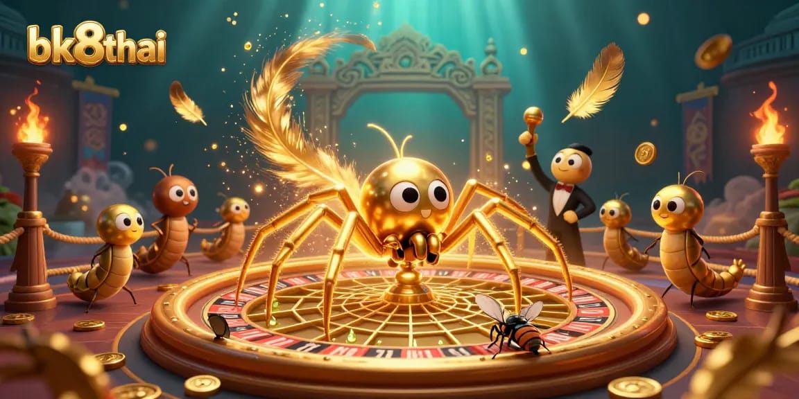 Engage in thrilling gameplay at bk8thai while a playful spider weaves casino magic.