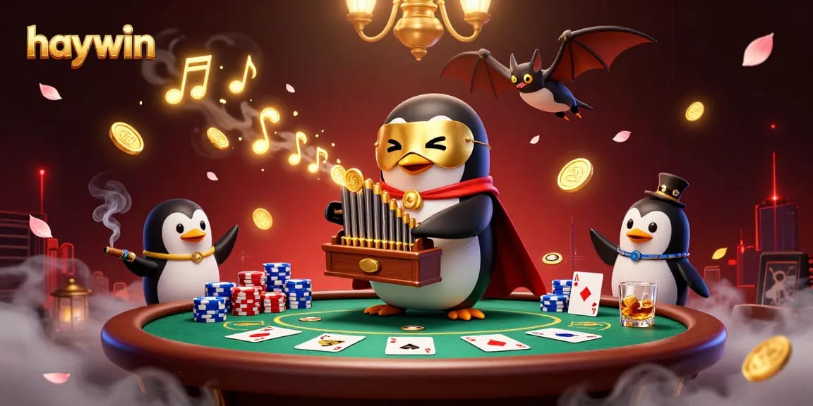Experience thrilling casino action with haywin's penguin organist and poker extravaganza.