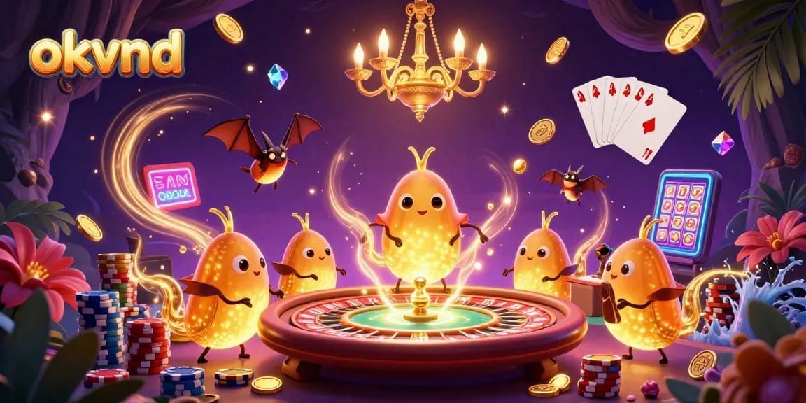 Experience the thrill of okvnd gaming with vibrant glowworms illuminating a cosmic casino atmosphere.
