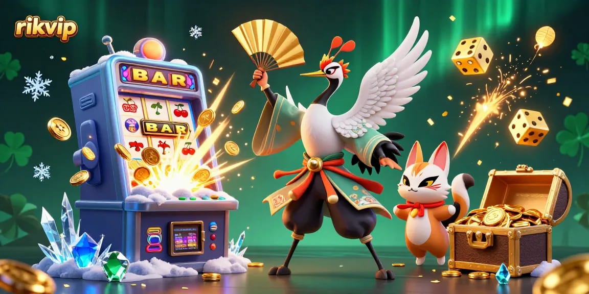 Win big at rikvip with dynamic 3D casino characters amid a jackpot explosion.