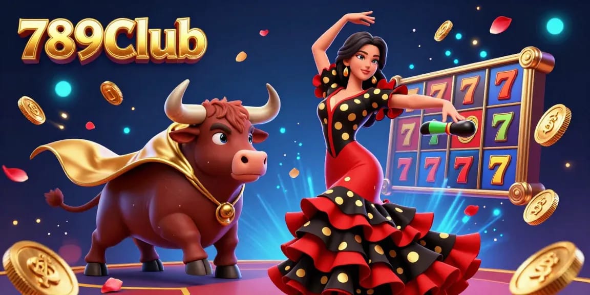 Experience thrilling gameplay at 789Club with vibrant casino elements and a stunning flamenco dancer.