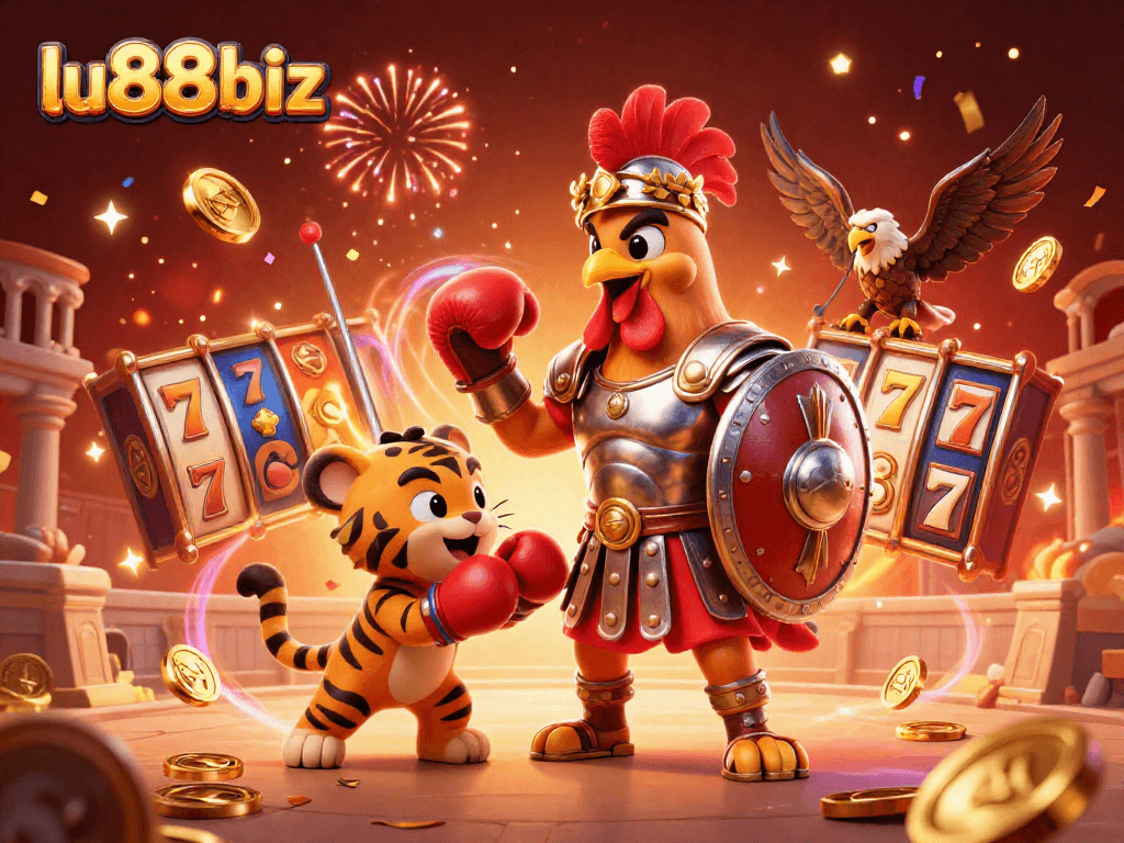 Engage in epic gameplay with the dynamic lu88biz scene featuring casino elements and interactive characters.