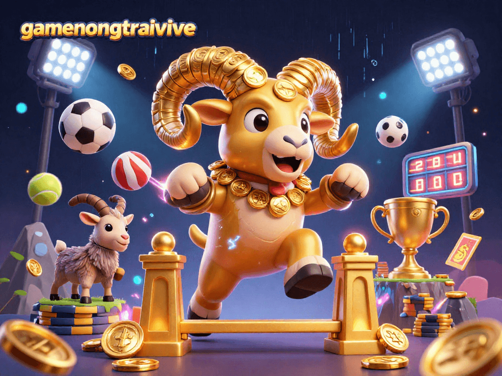 Experience the thrill of gamenongtraivuive with a powerful golden ram charging through golden gates.