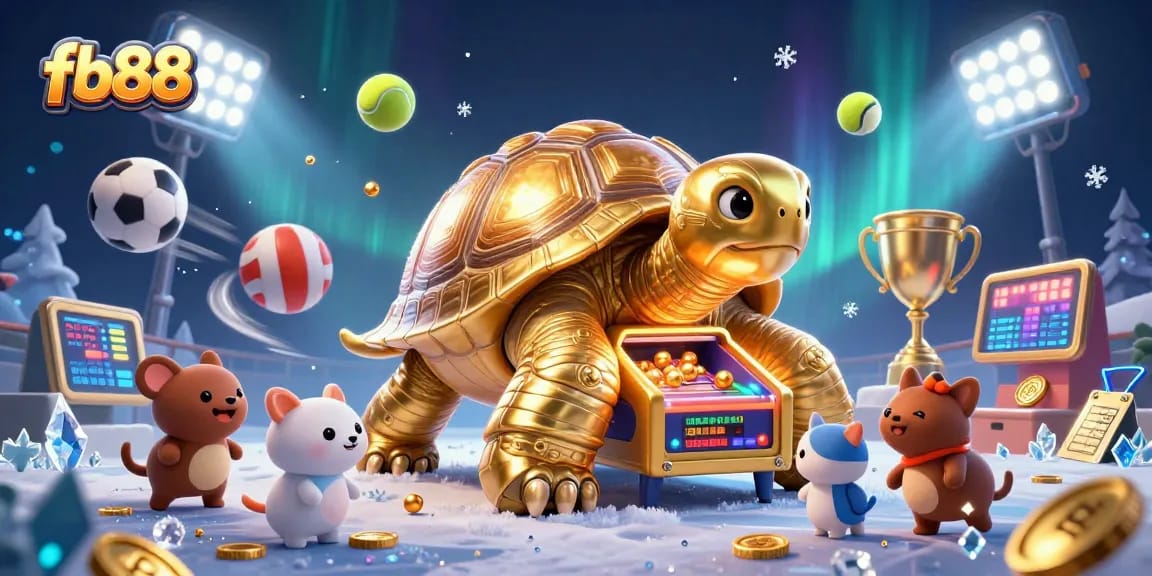 Engage in thrilling action at fb88 with a golden tortoise pinball game and dynamic sports elements.