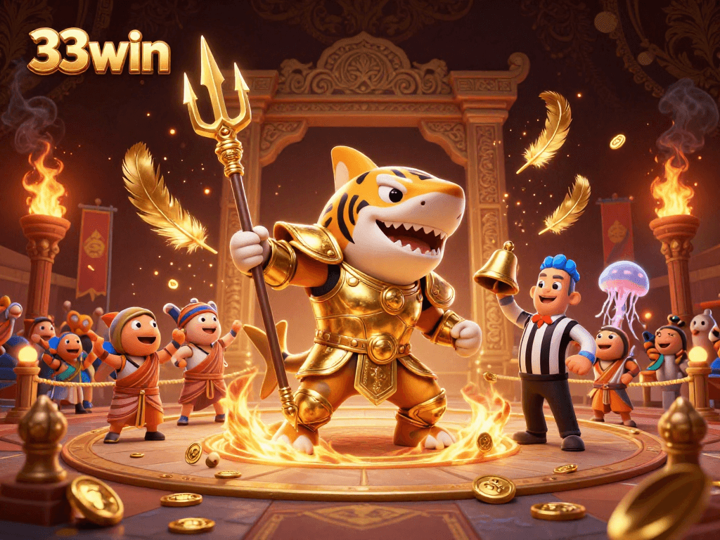 Engage with the underwater excitement of 33win featuring a tiger shark and betting tokens.