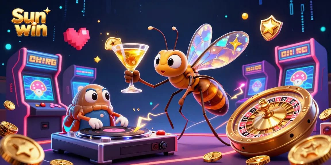 Experience the thrill of Sun win with a lively casino mascot and dynamic gaming elements.