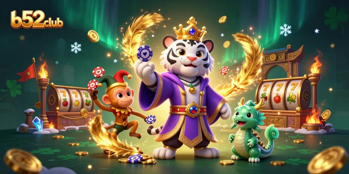 Experience the thrill at b52club with vibrant 3D casino characters and dynamic gaming elements.