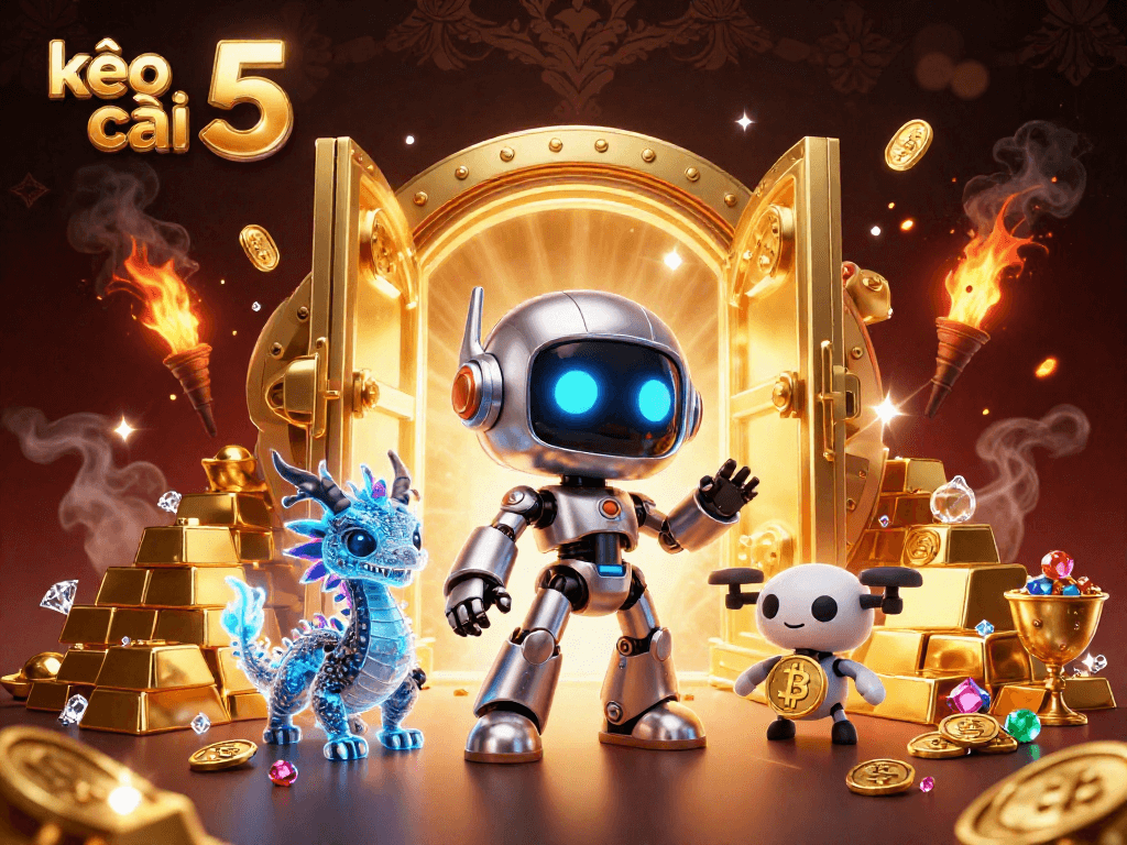 Experience thrilling bets at kèo nhà cái 5 with a vibrant 3D casino illustration showcasing wealth and excitement.