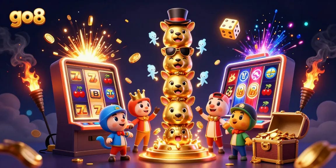 Experience excitement with go8's dynamic casino gameplay in a colorful, engaging 3D scene.