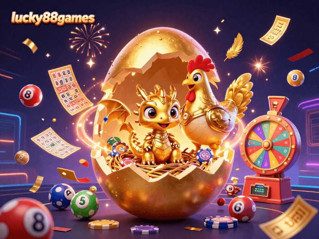 Play winning games with lucky88games featuring a golden dragon and fun lottery elements.