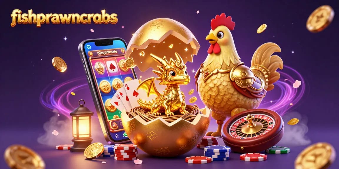 Spin vibrant slot reels and win with fishprawncrabs in this dynamic gaming illustration.