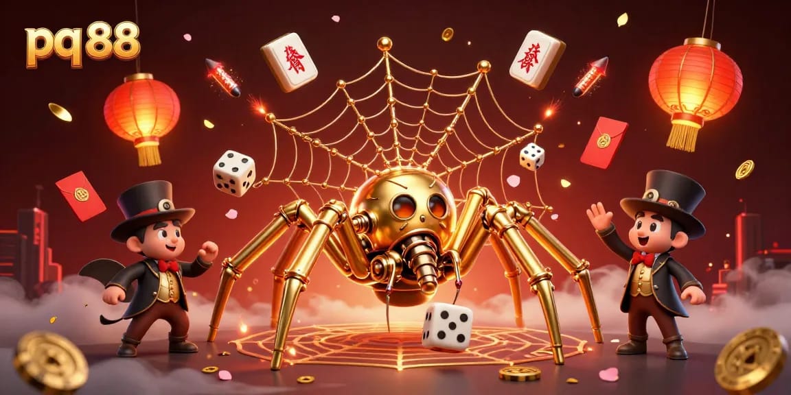 Engage with pq 88's thrilling casino experiences featuring a steampunk spider and intricate gaming elements.