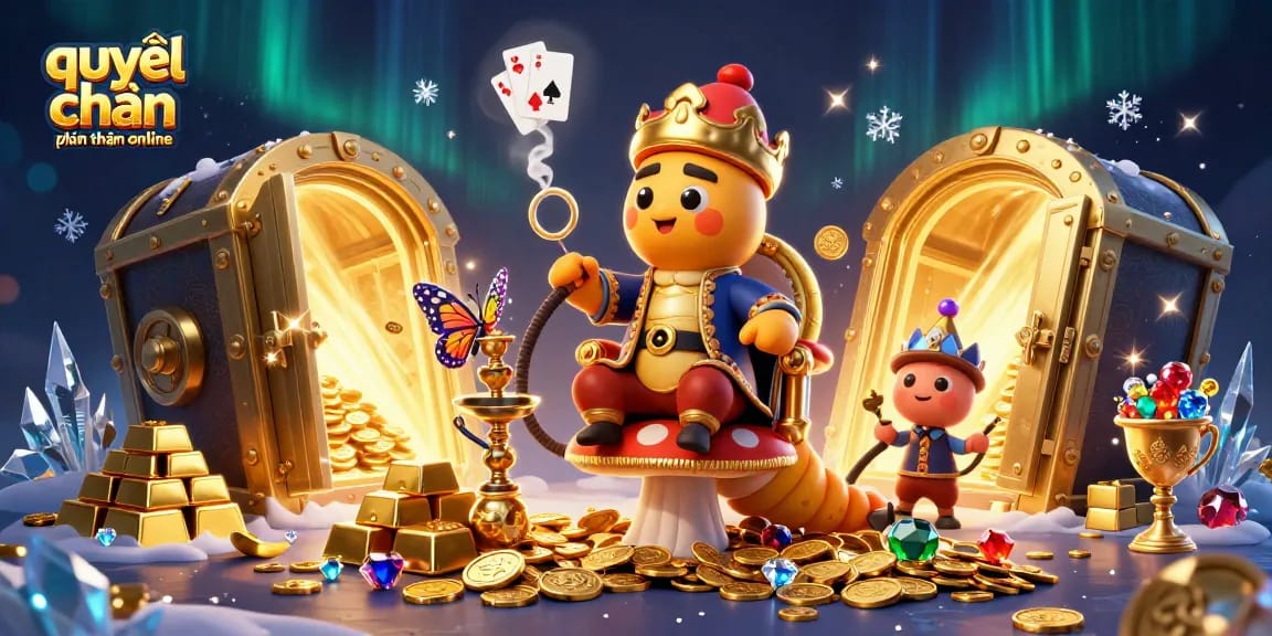 Engage in thrilling gameplay with quyết chiến tiền thưởng online, featuring dynamic slot elements and treasure imagery.