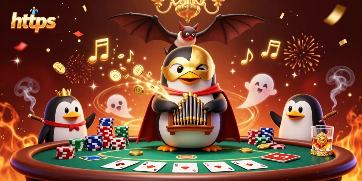 Experience thrilling gameplay at https through a dynamic cartoon scene depicting casino excitement.