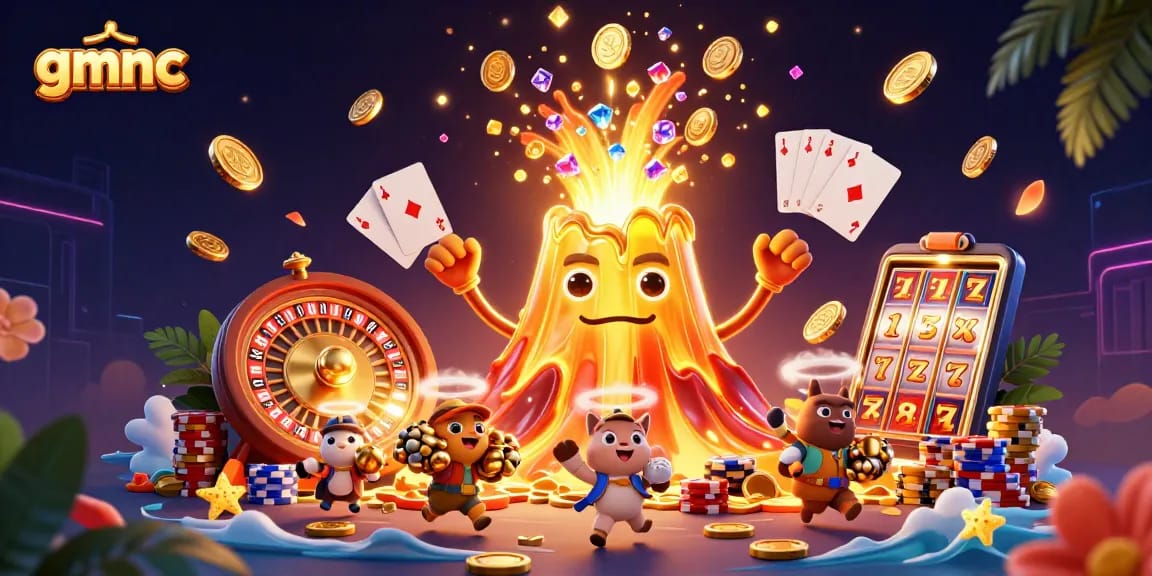 Experience thrilling wins at gmnc with a lively volcano eruption of coins and treasures!