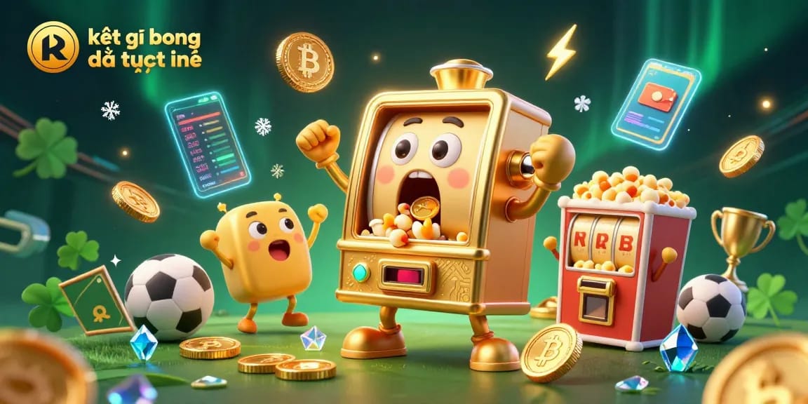 Experience kết quả bóng đá trực tuyến with vibrant illustrated characters and dynamic sports betting elements.