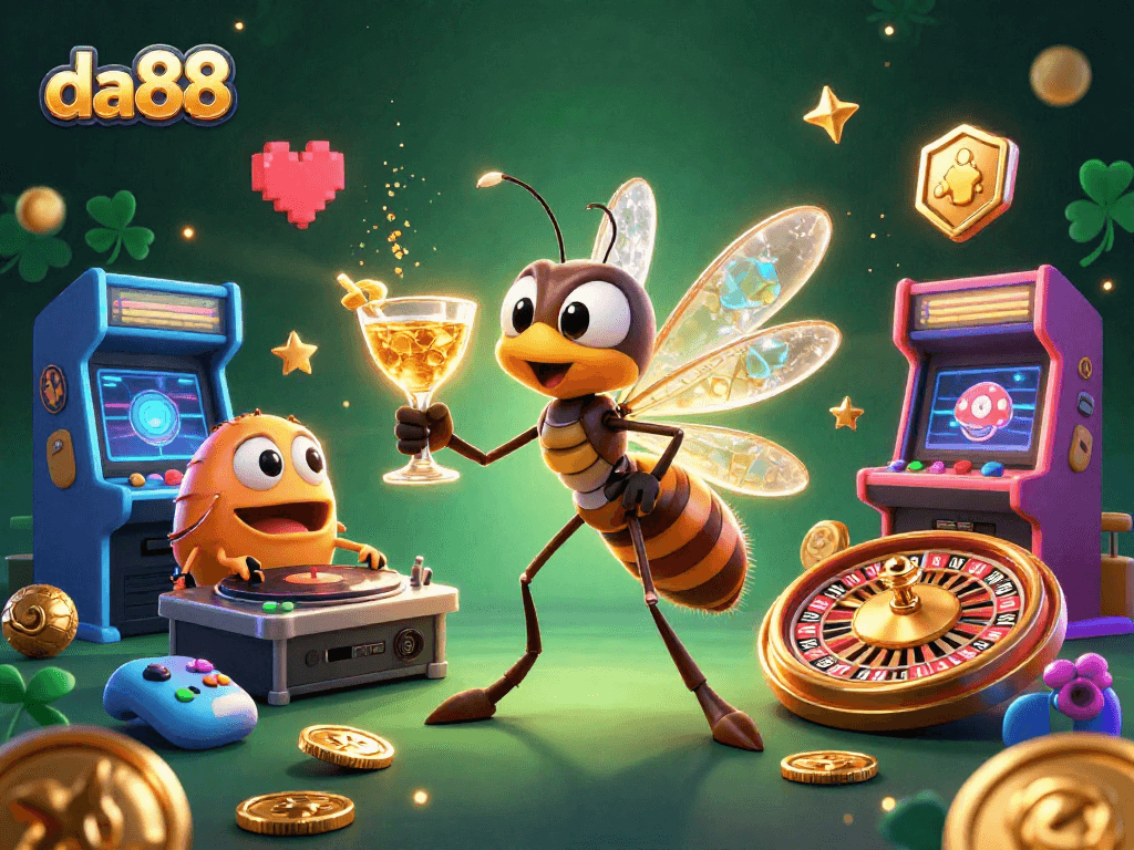 Engage with da88’s gaming excitement featuring unique characters in a vibrant casino atmosphere.