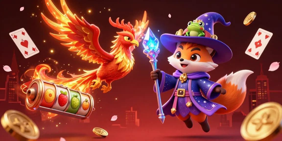 Experience winning strategies with tài xỉu sunwin gameplay featuring a wizard fox and vibrant casino symbols.