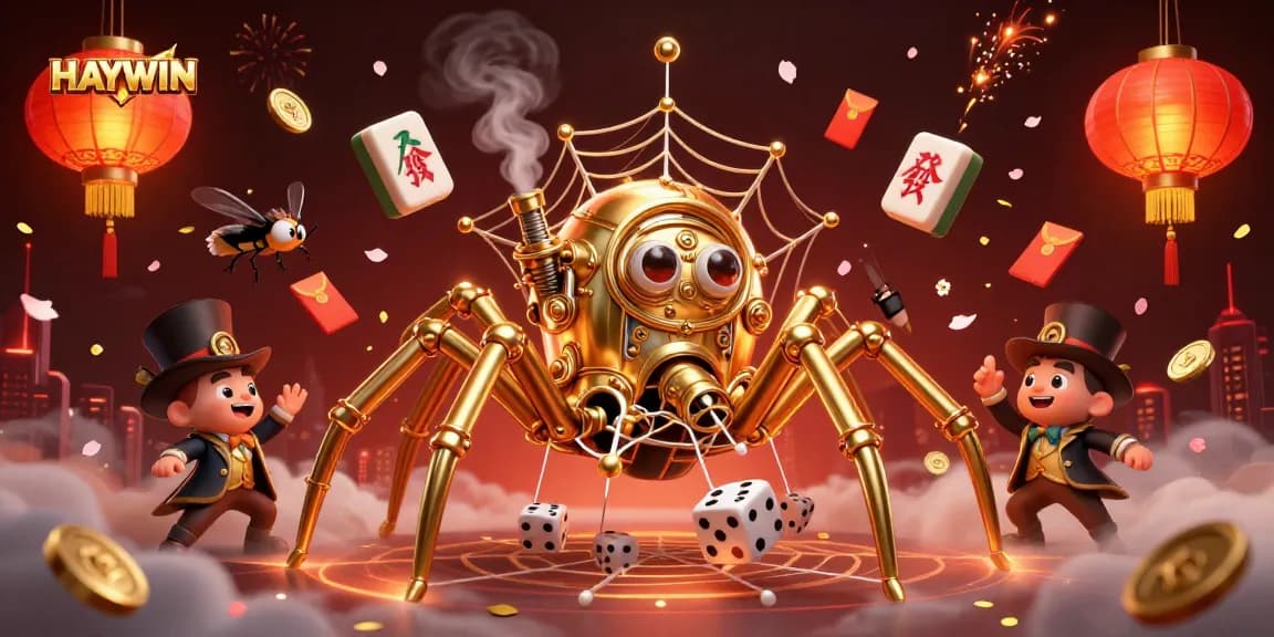 Engage in thrilling gameplay at HAYWIN with golden spider and immersive elements of luck and chance.