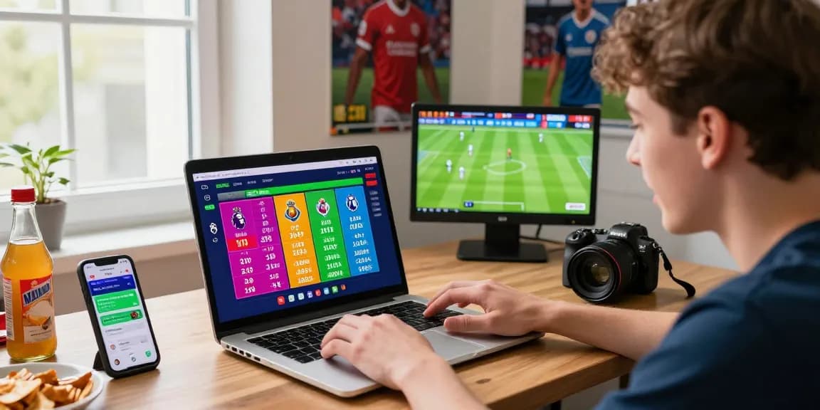 Excited bettor placing a Taruhan Mix Parlay Bola88 bet on laptop, showing live odds.