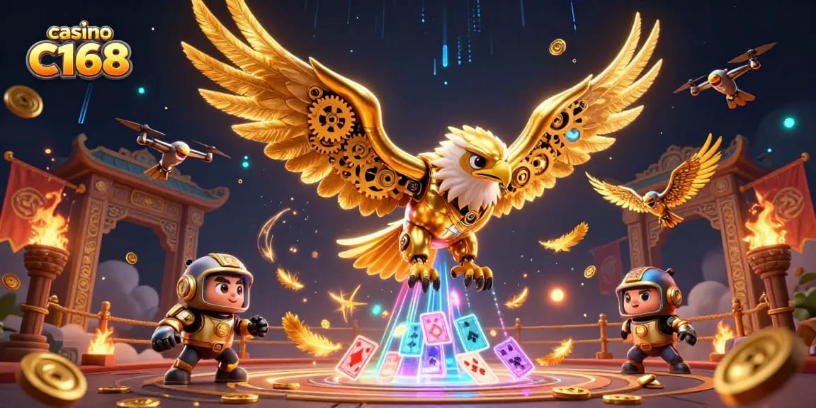 Experience the thrill of casino C168 with vibrant gaming elements and dynamic action.