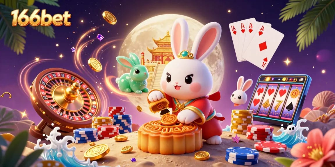 Experience the thrilling world of gambling with 166bet, featuring vibrant casino game elements and animated characters.