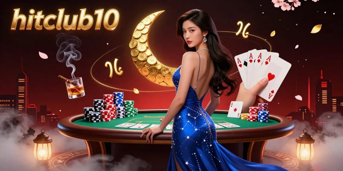 Experience the excitement of gaming at hitclub10 with vibrant casino visuals and dynamic poker elements.