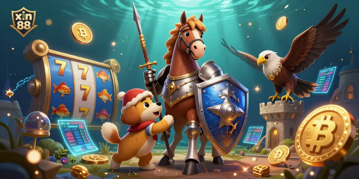 Experience thrilling gaming action with xin 88's vibrant, colorful 3D casino illustration filled with exciting slot elements.
