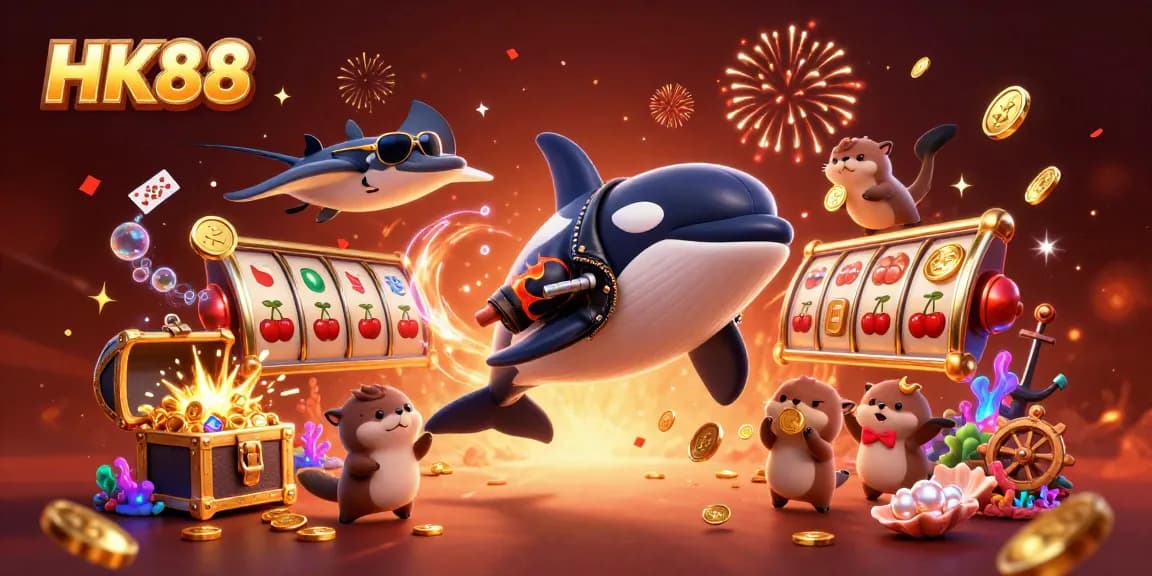 Experience the thrill of HK88 with vibrant 3D characters collecting golden coins in an exciting underwater casino setting.