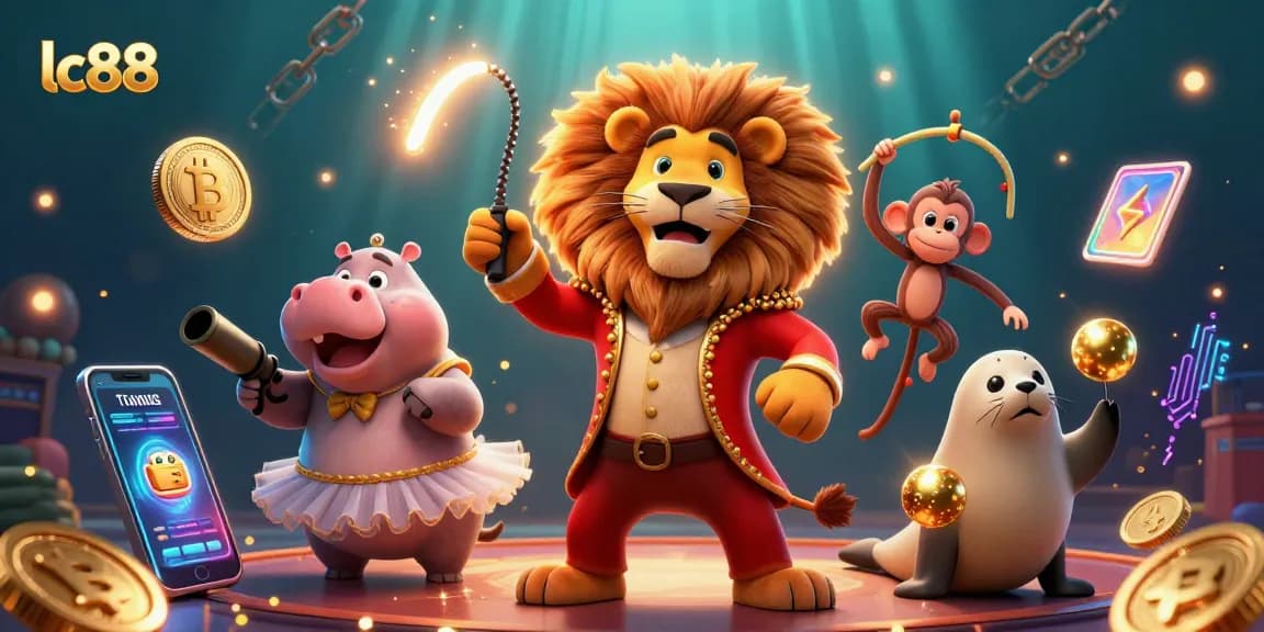 Experience gaming excitement at lc88 with vibrant 3D casino characters and crypto elements in action.